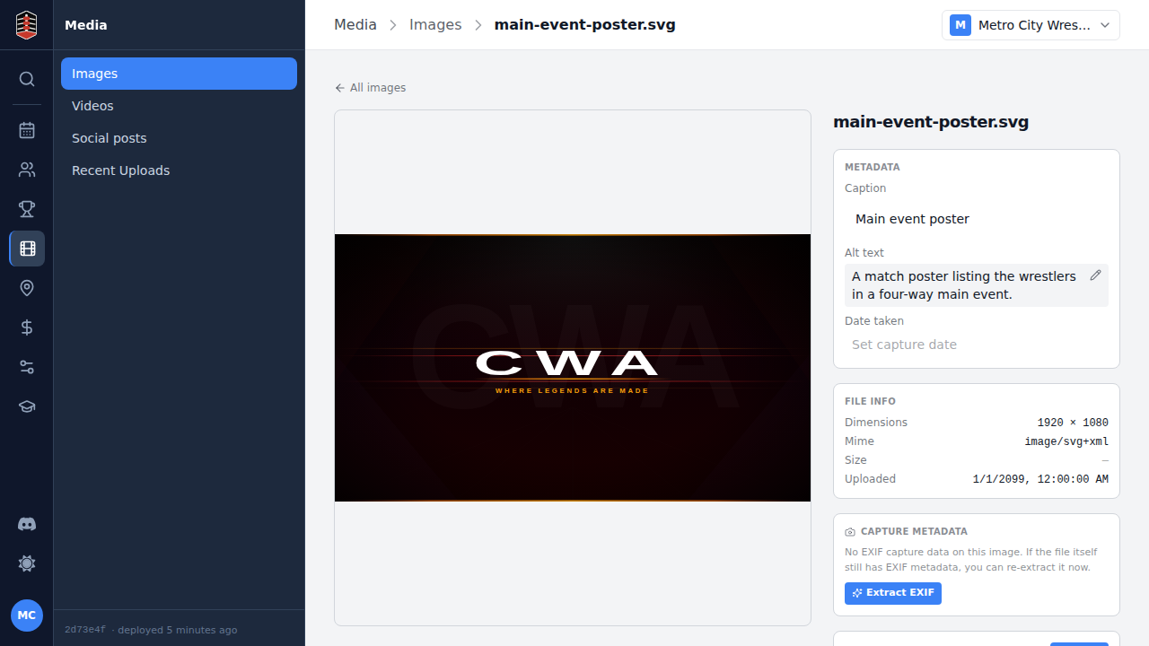 The image metadata with a newly saved alt-text description
