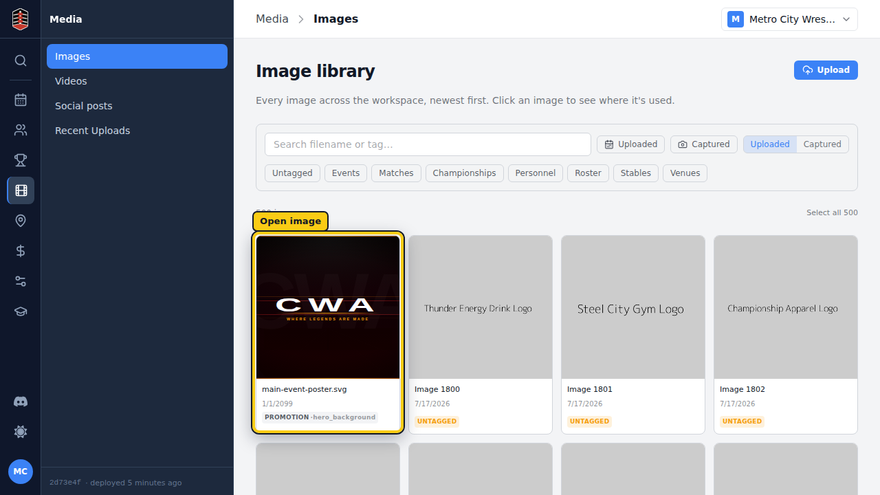 The image library with the promotion's available media