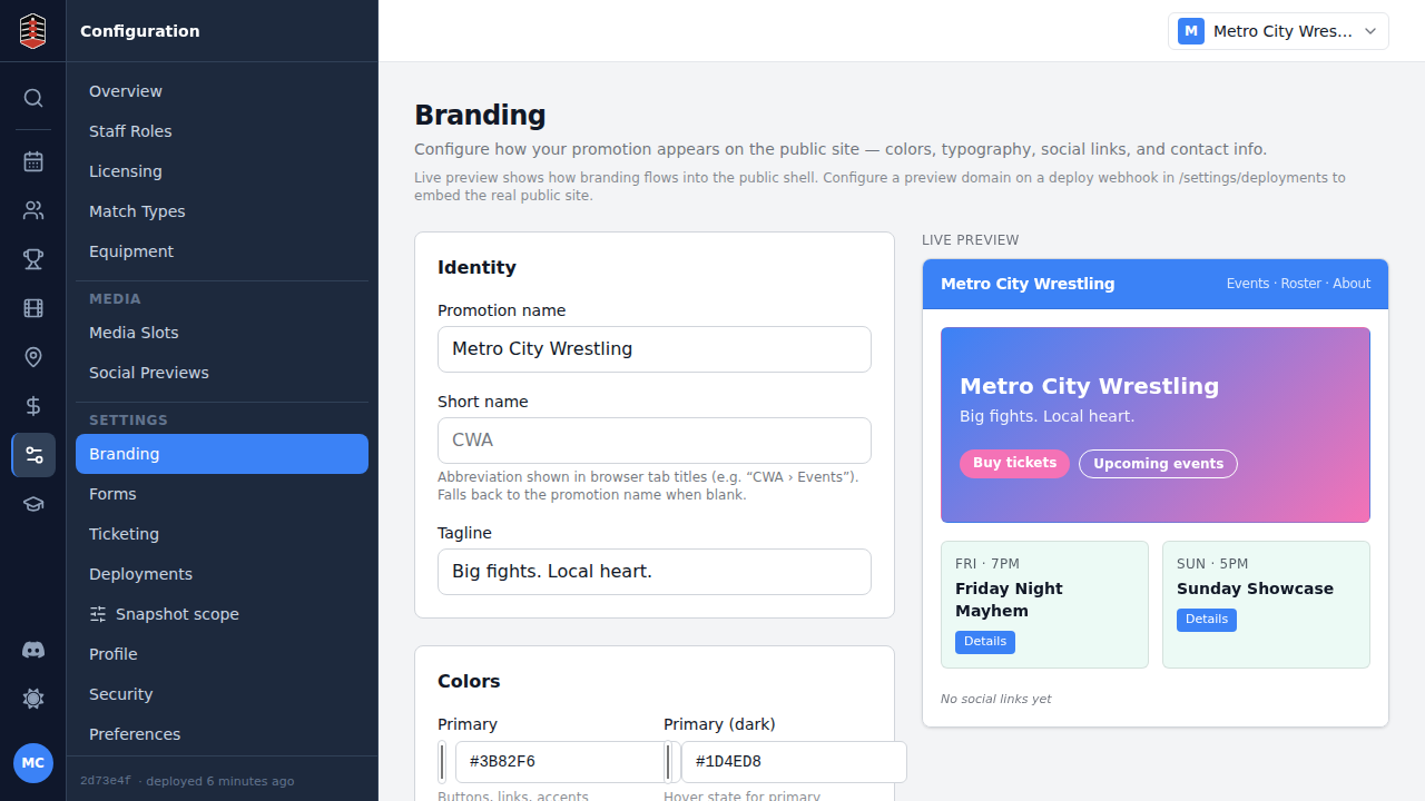The Branding page showing the saved tagline