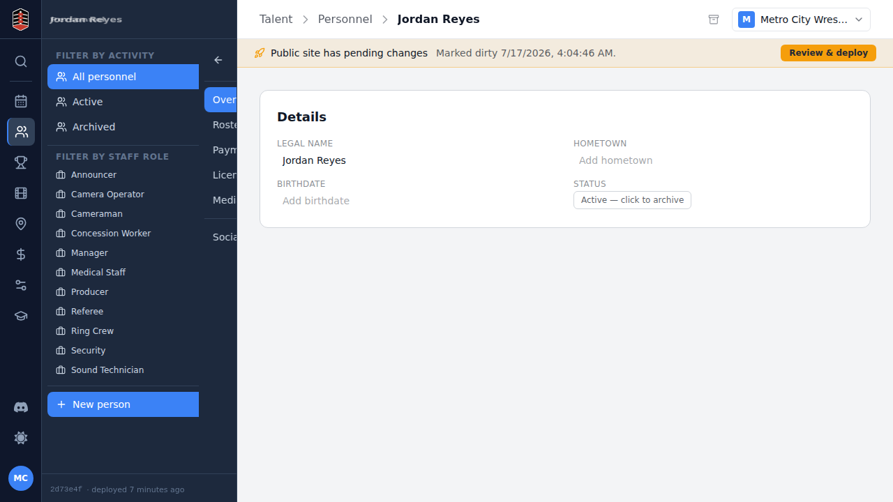 The newly created personnel record