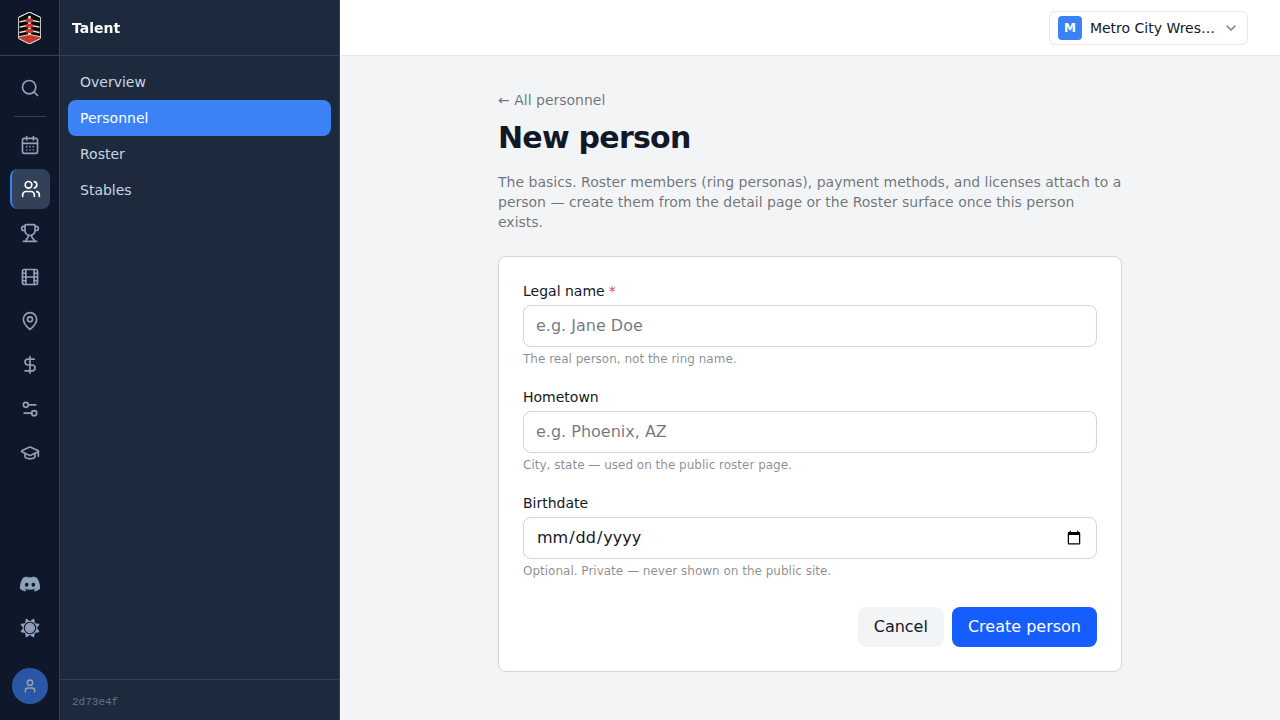 The New person form