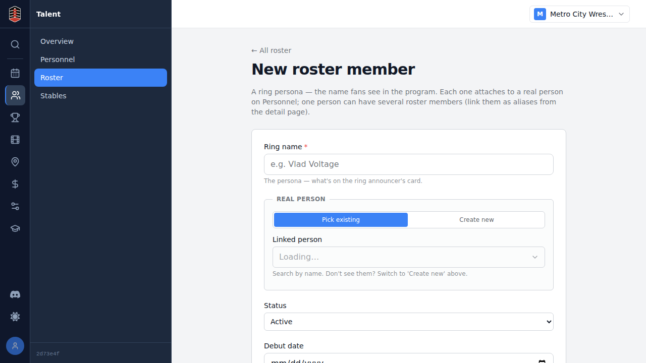 The New roster member form